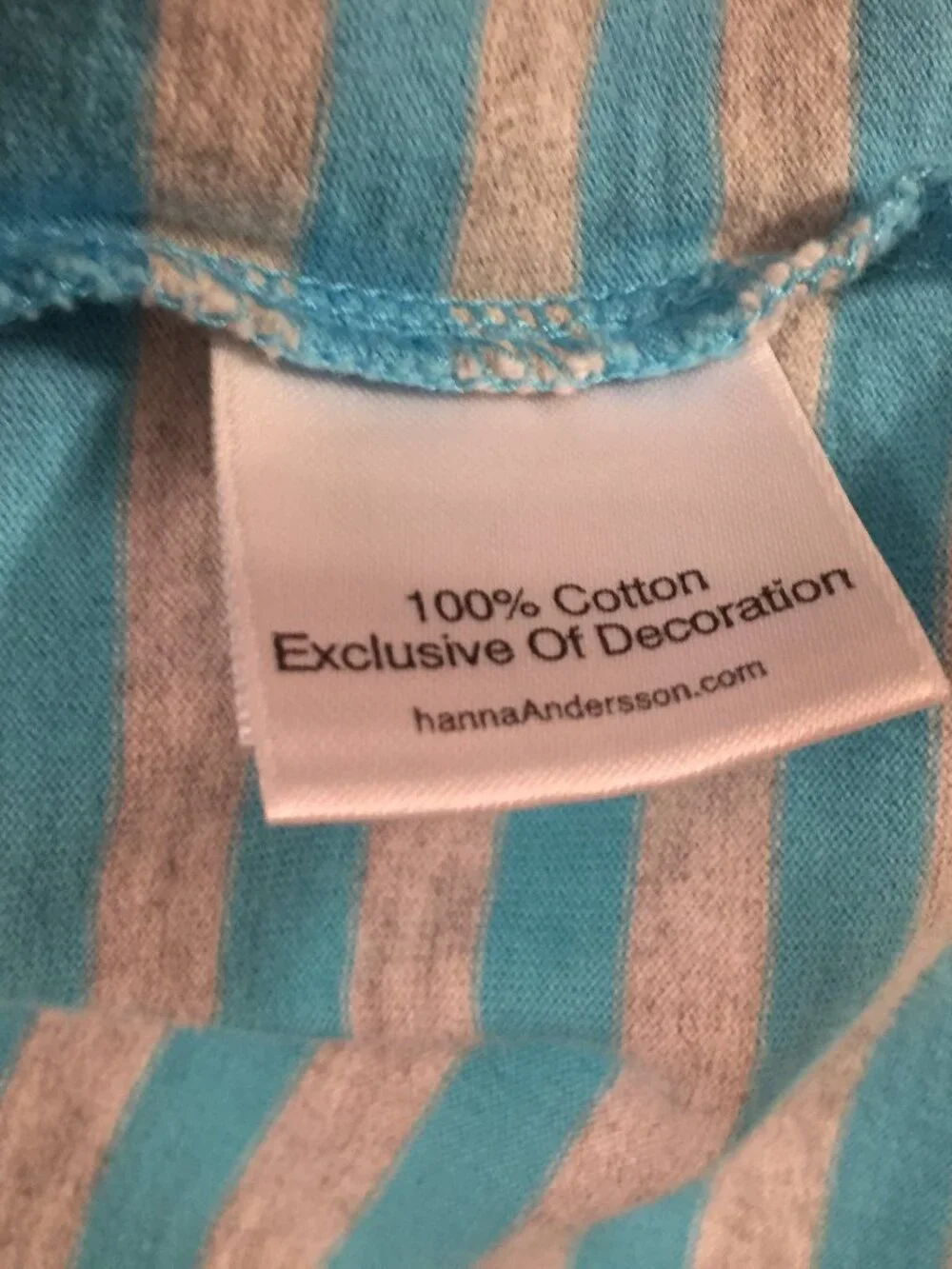 Hanna Andersson 150 blue grey striped circles appliqué short sleeve dress